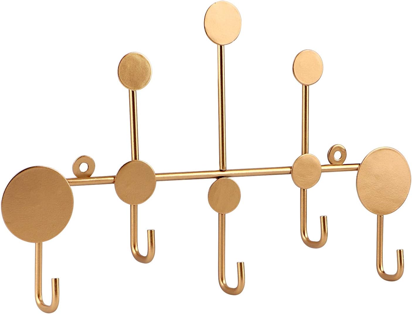 dedoot Coat Hooks Wall Mounted, Metal Coat Rack 5-Hook Gold Heavy Duty Entryway Hook for Clothes Hat Key Towel and Bag
