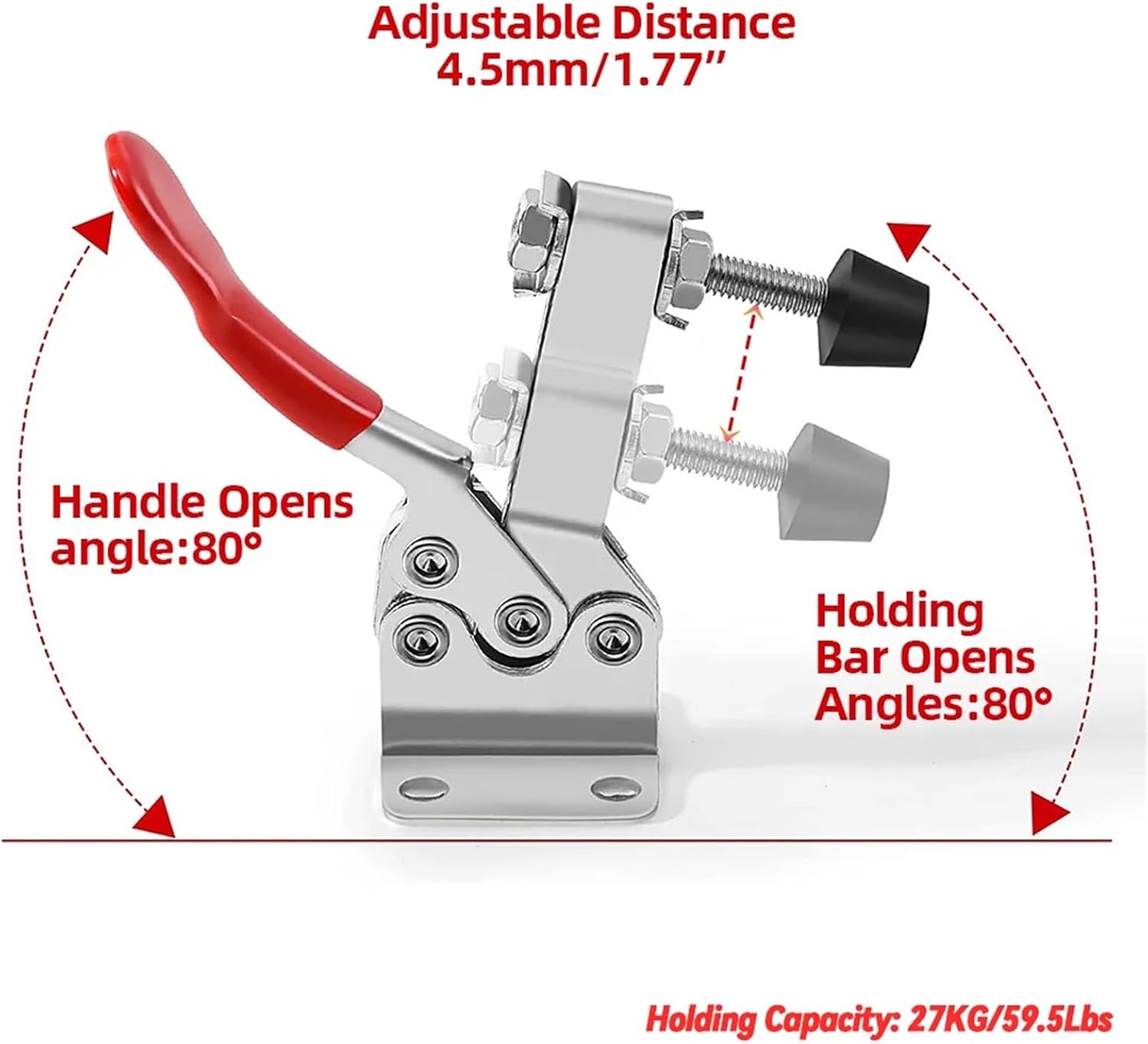 Durable 16 Pcs Woodwork Lever Clamp Horizontal Toggle Quick-Release Workbench Clamping 27KG Clamps For Woodworking Carpentry Tools