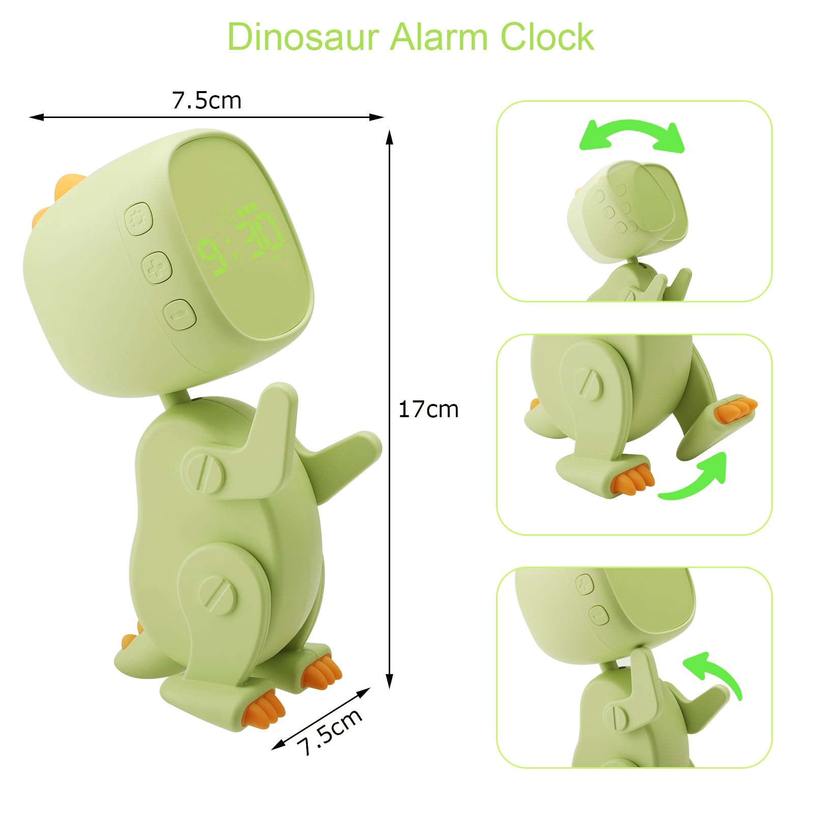 BRISKORE Despertador digital para niños sin tictac, despertador infantil, alarma infantil, reloj despertador con forma variable, repetición, temporizador nocturno, 6 despertadores, brillo y volumen