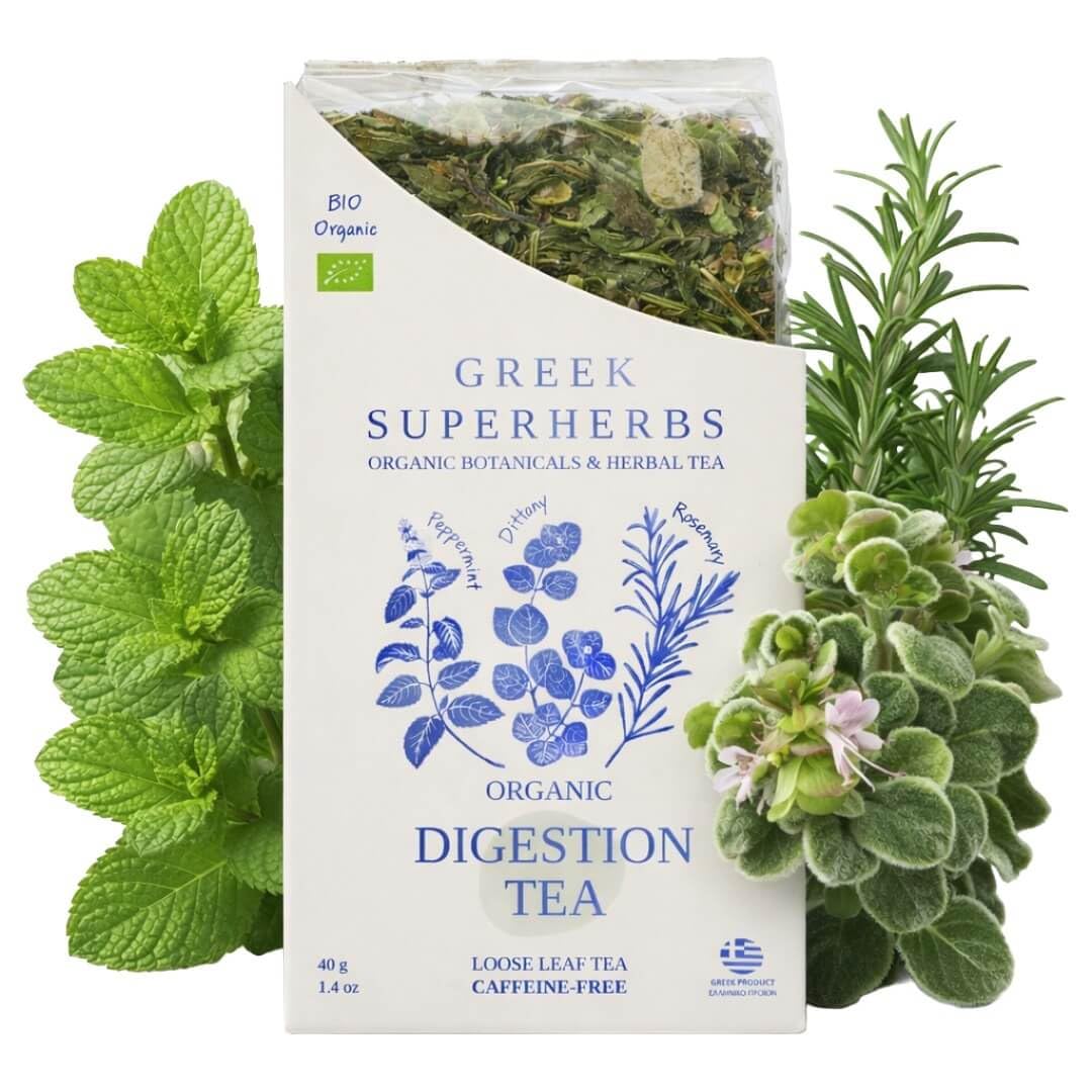 DIGESTION Tea | Loose Herbal Tea | Dittany of Crete, Peppermint, Rosemary | 100% Organic, Caffeine Free, Natural, Earthy Flavor | 40 G (1.4 OZ)