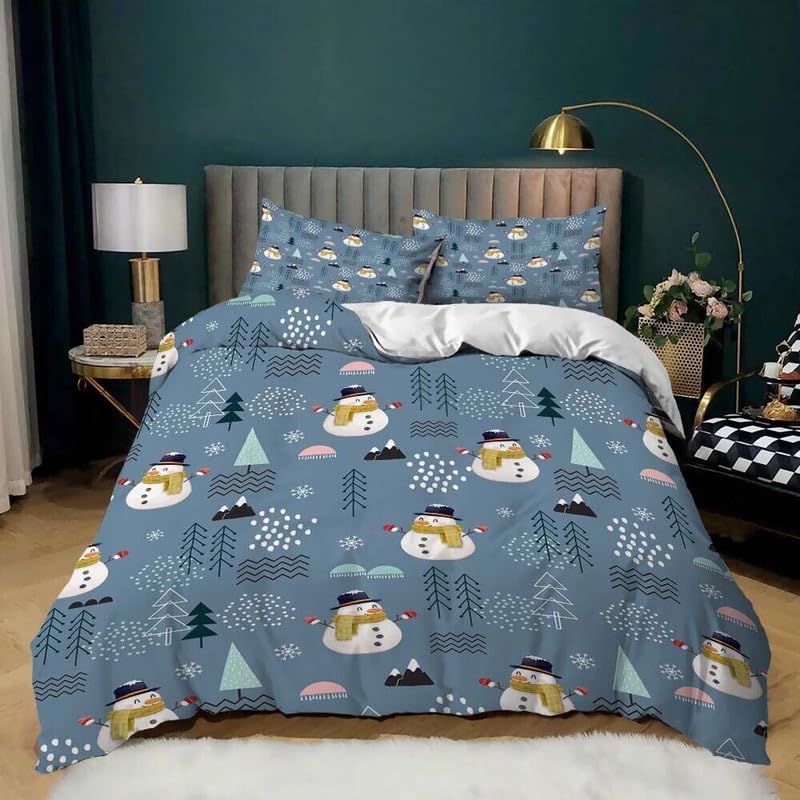 Funda nórdica de muñeco de nieve de la armada para transformar la decoración invernal del dormitorio