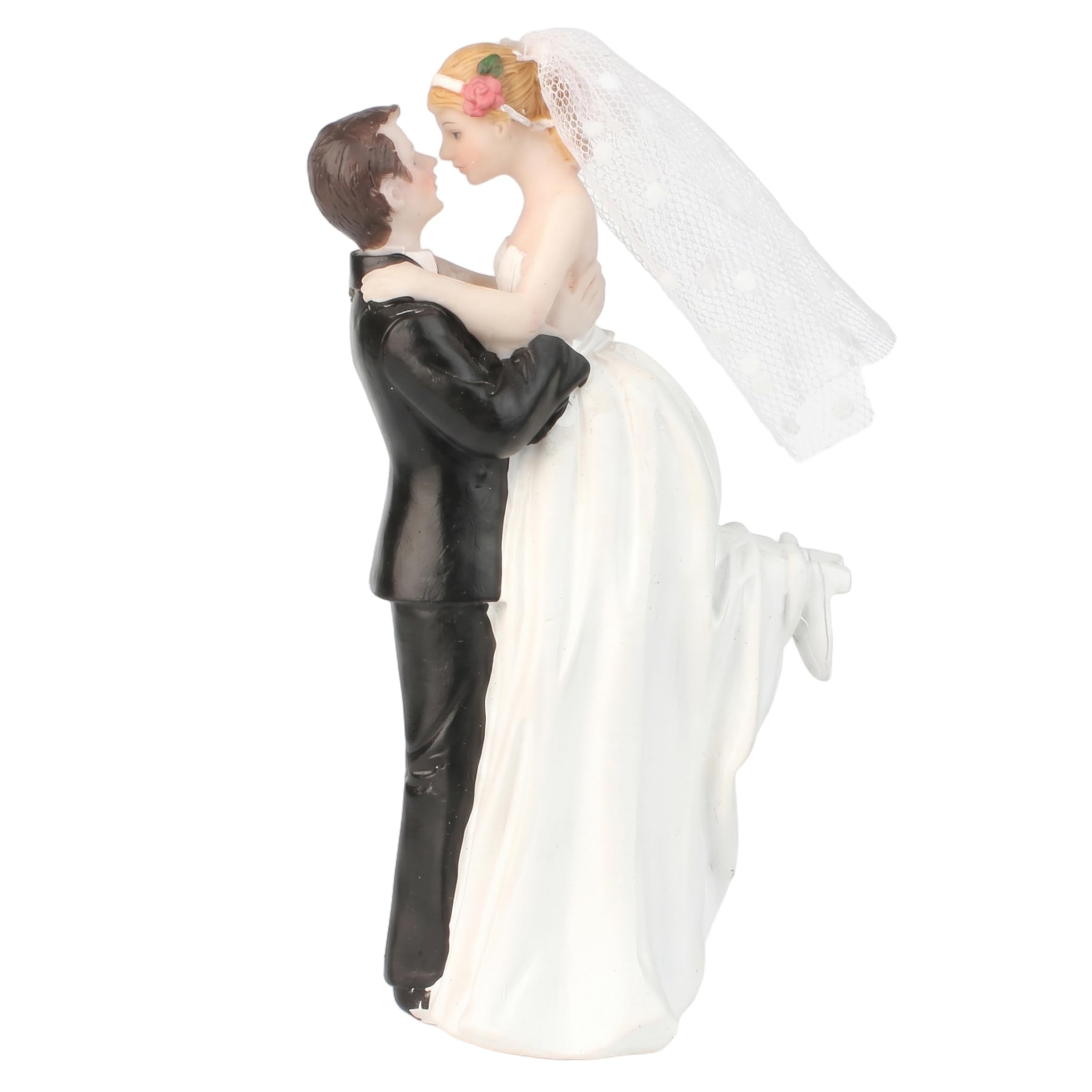 Bride And Groom Cake Topper - Elegant Embracing Wedding Couple Figurine, Resin Wedding Cake Toppers Bride And Groom, Black & White, 2.76×2.36×5.51inch