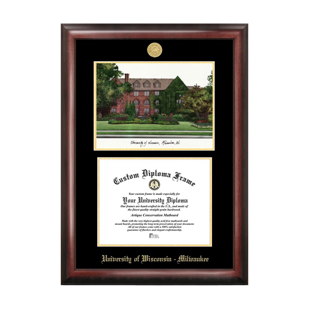 Campus Images University of Wisconsin, Milwaukee Gold Embossed Diploma Frame Lithograph