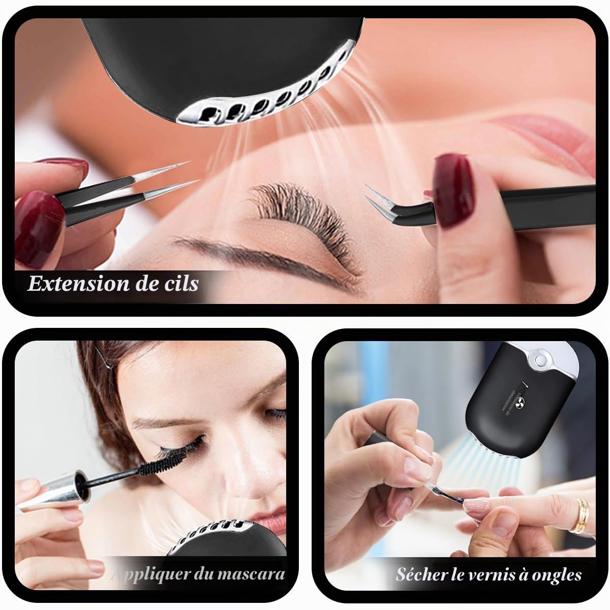 Kit d'extension de cils pour débutants avec tête de mannequin de cils, paupières remplaçables, faux cils, bandes d'entraînement pour cils, vaporisateur facial, pince à épiler, colle, ventilateur USB