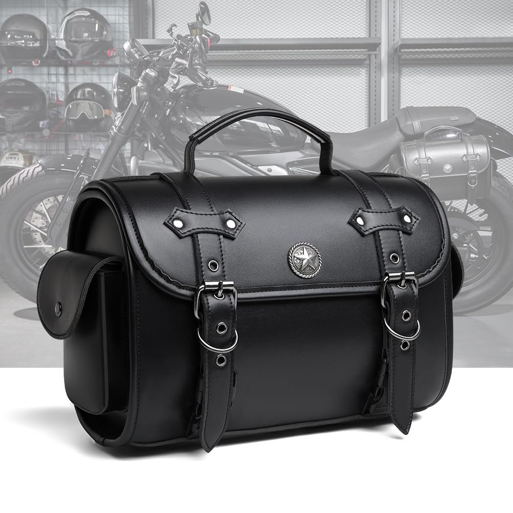 Alforjas Moto para Harley Davidson Street 750 2015-2020, Alforja Lateral Impermeable Bolsa Trasera Cuero con Cierre Rápido,A/24 * 39 * 19CM