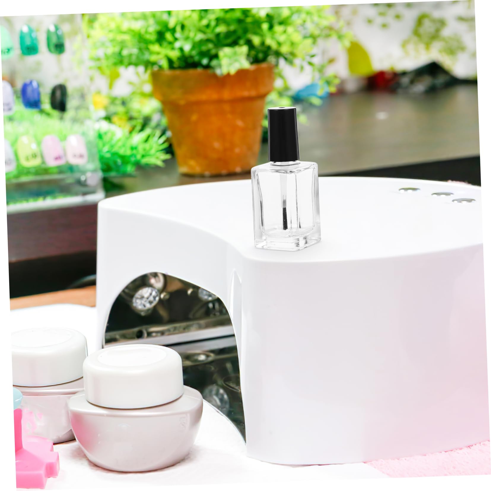 15 Pezzi Flaconi in Vetro per Unghie con Pennello, Nero, Facili da Riempire, per Manicure e Ritocchi | Ricarica per Cosmetici e Smalto, Forma Circolare con Lati Piatti, Stile Semplice e Aspetto Raffinato