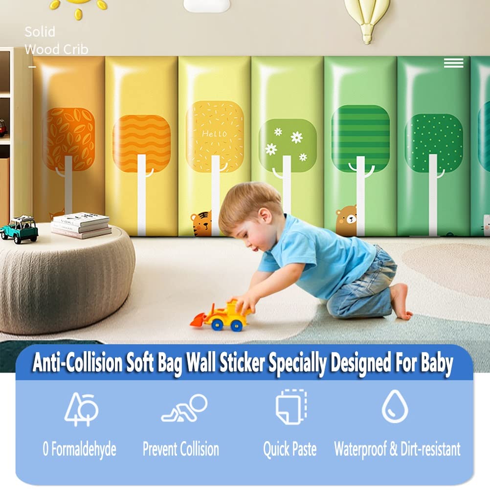 3D Anti-Collision Wall Stickers Naklejka Ścienna Antykolizyjna Dla Dzieci, Wodoodporna Miękka Torba Panel Ścienny Ze Skóry PU 3D, Do Pokoju Dziecięcego, Przedszkola, 50x20cm(7 PCS)
