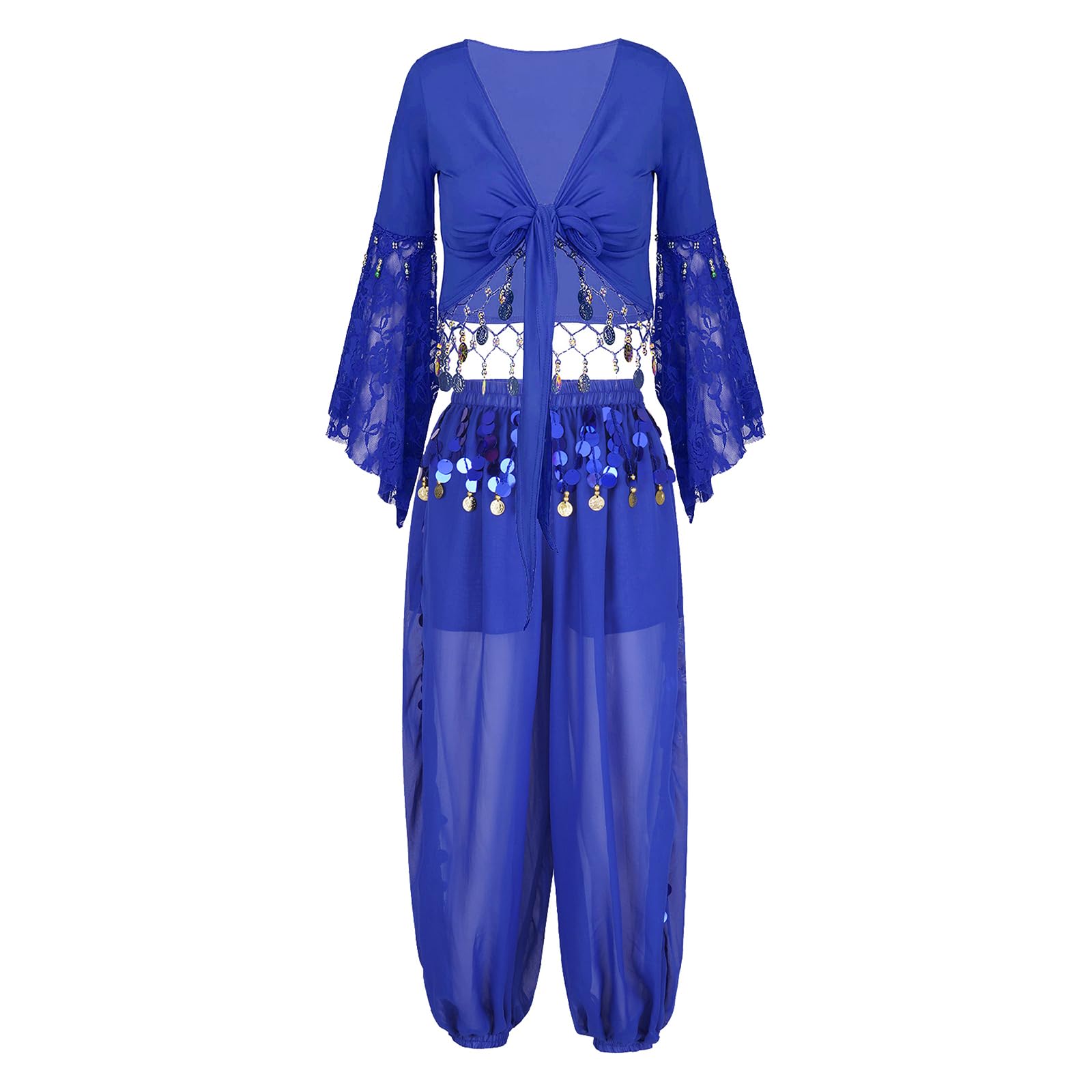ranrann Femme Ensemble Tenue Danse Orientale Danse du Ventre Costume Paillette Brillant Spectacle Dancewear L-3XL