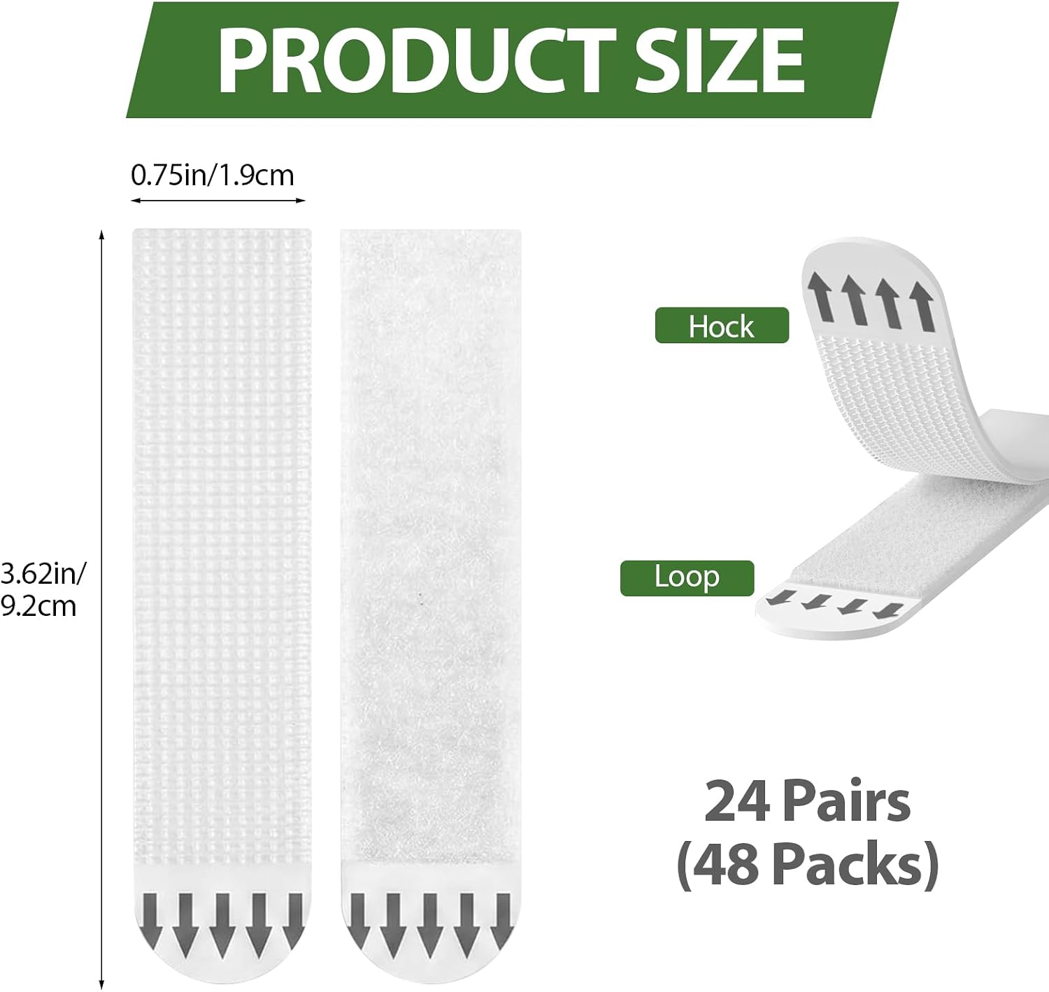 24 Pairs Heavy Duty Picture Hanging Strips, Renter Friendly No Damage Wall Picture Hangers for Framed, Posters & Home/Office Decor, Large Hook-and-Loop Strip