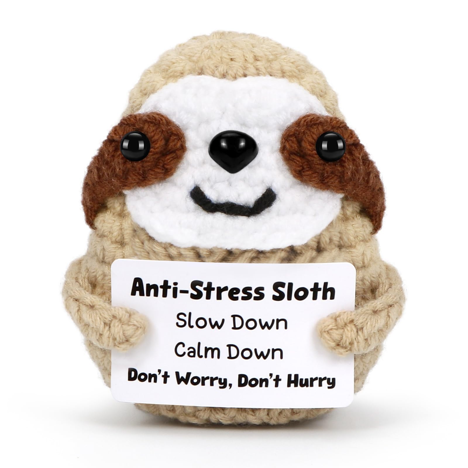 HUKUMA Positive Geschenke Faultier Kuscheltier,Gehäkeltes Emotional Support Geschenk,Inspirational Gifts,Stress Relief Gifts,Positive Crochet Animals,Pocket Hug Faultier Support Mental Health
