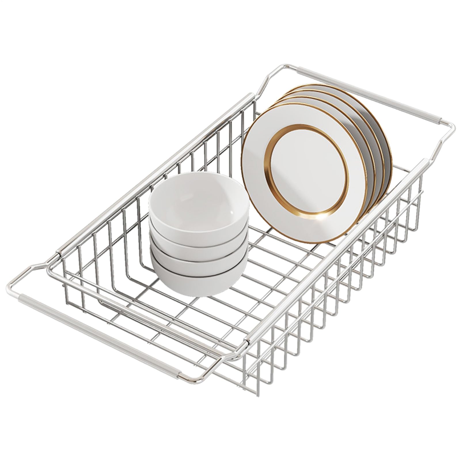 Panier d'évier réglable pour une cuisine moderne et un plan de travail propre
