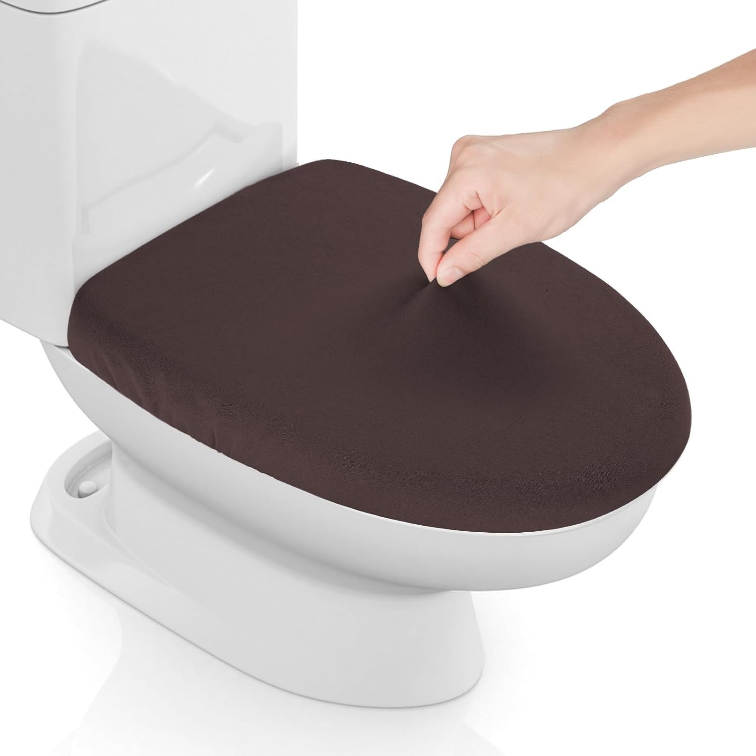 Stretchy Spandex Toilet Lid Cover, Thick Toilet Seat Cover for Bathroom, Washable and Soft, Fits Most Standard Toilet Lids, Color (Coffee 1 Piece)