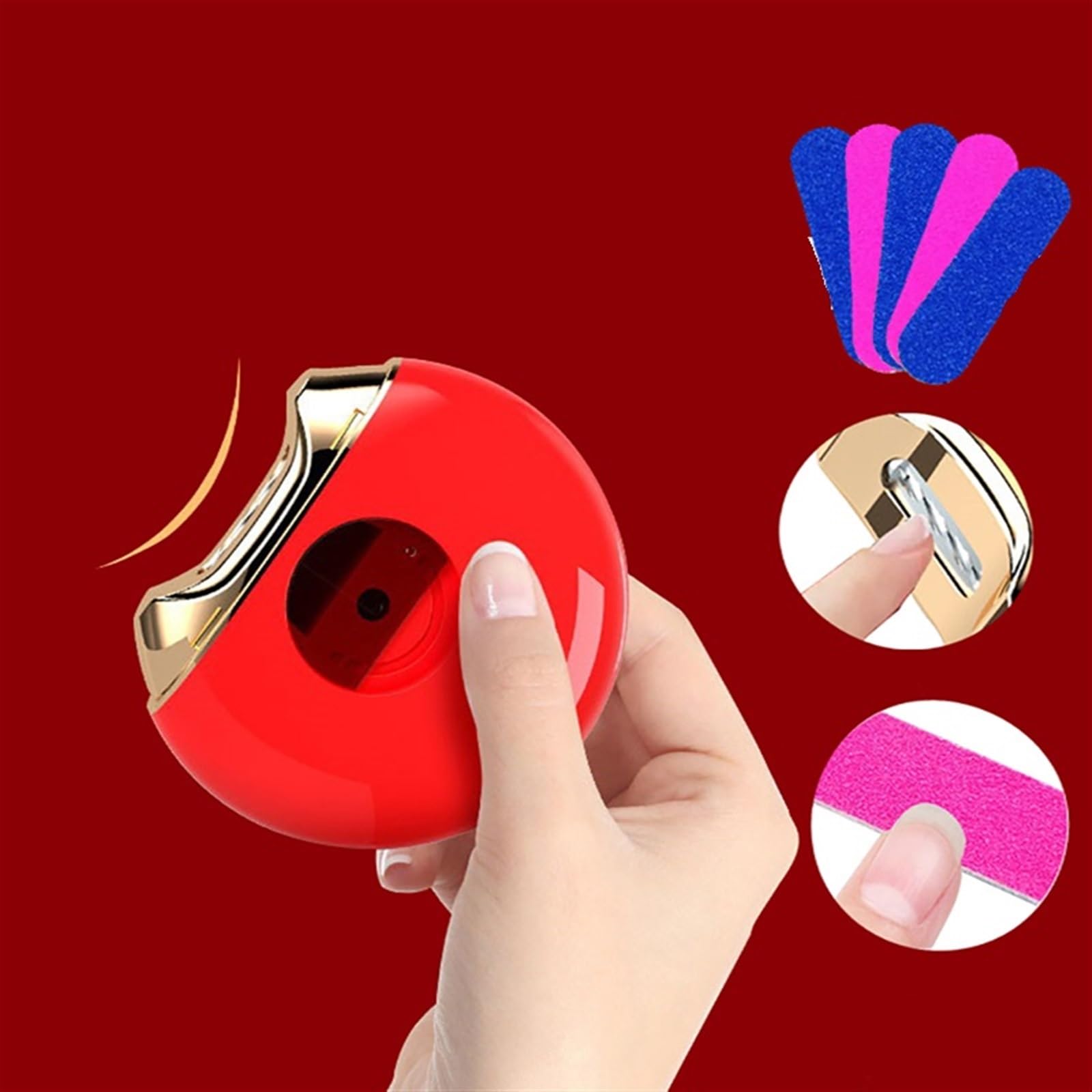 JINGYAN Cortaúñas Nails Clipper Full Automatic Nail Fast Anti Splash Pinch Tools Sharpener(Red)