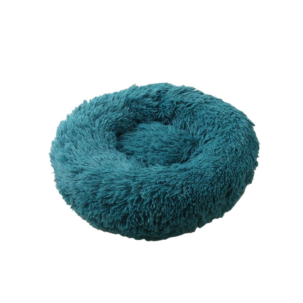Lit rond pour animaux de compagnie super doux en peluche longue VvieeR cyan