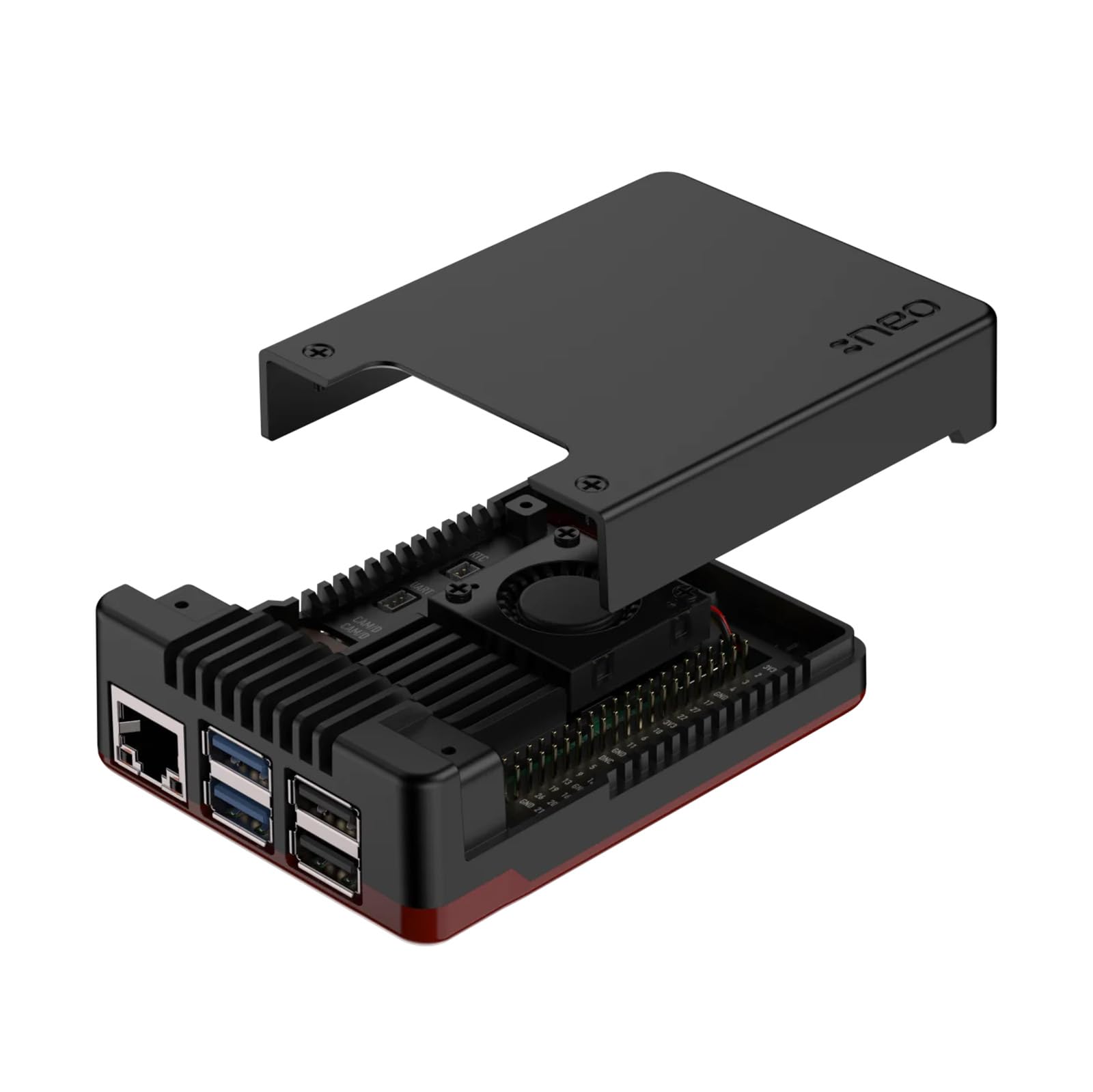 Geekworm Argon Neo 5 Bred Raspberry Pi 5 Boîtier | Boîtier aluminium avec ventilateur, refroidissement actif et passif, protection robuste