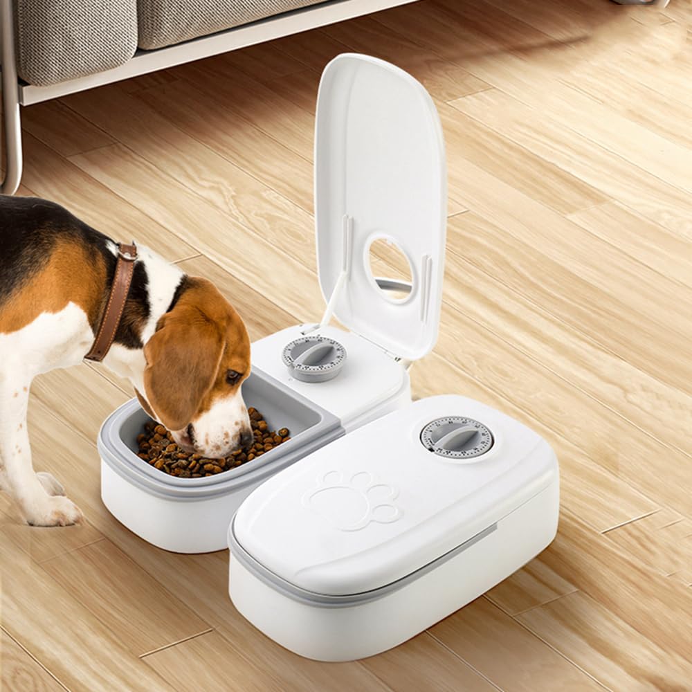 Alimentador automático para 2 Comidas temporizadores Integrados, Dispensador de Comida para Mascotas Gatos Perro para 2 Comidas, Alimentador Adecuado para Alimentos Secos