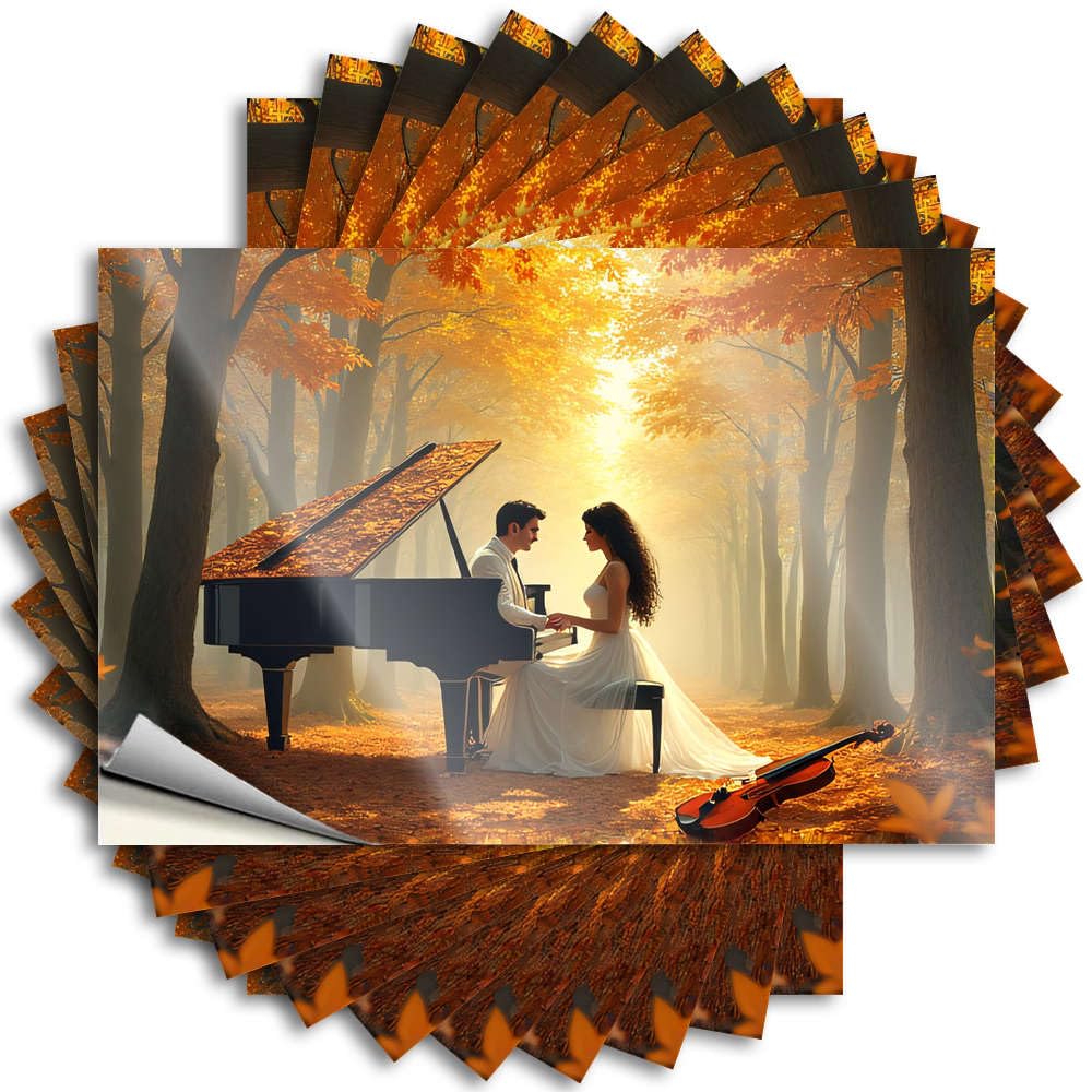 A Couple Plays Music in an Autumn Forest Cute Alcohol DIY | Tiny Lettering Sticker Case Removable Vinyl Sticker Decal(6X9CM)
