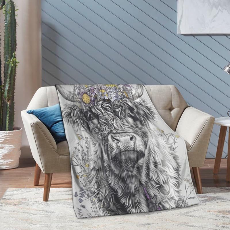 Highland Cow Blanket Cow Fleece Throw Blanket Super Soft Warm Cozy Fuzzy Plush Cows Gifts for Girls Boys Kids Room Decor40 X50 - Image 7