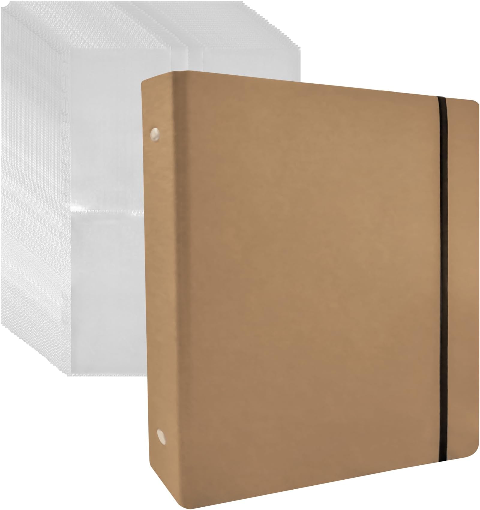 FERENLI Seed Storage Organizer Kraft Paper Binder Shell Seed Packet Organizer with 100 Pockets (Slot Size 3.62x5.19 inch) 25 Packs Clear Sheet Protectors for Organizing Seed Envelopes Photo Card