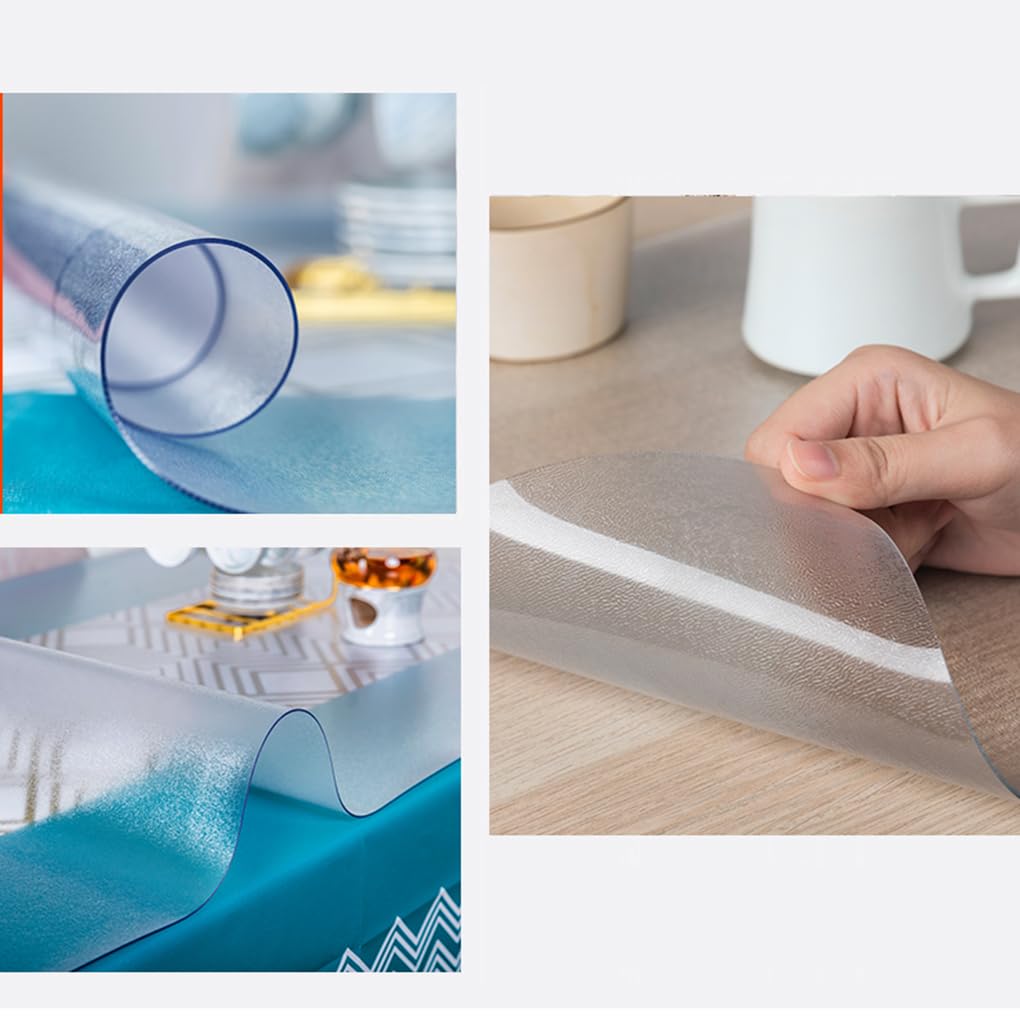 Tovaglia Plastificata Rettangolare PVC Glassato,Pellicola Antimacchia,protettiva Per Cucina,Protezione per Tavolo trasparente,Copri Tavolo Impermeabile,Copertura Scrivania (2mm,60x160cm)