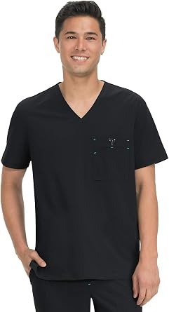 KOI Basics Bryan Mens 1-Pocket Tuck-in Scrub Top