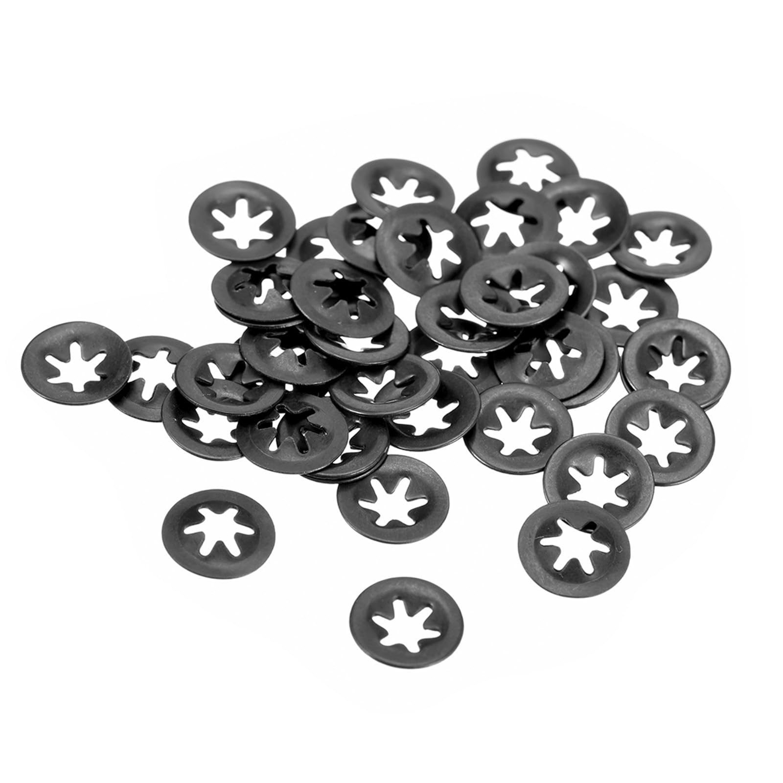 Kozelo 40pcs Internal Tooth Star Washers - [ M3 x 9mm O.D. ] Quick Speed Star Locking Washers Assortment Kit for Machinery Furniture Car Use | 65Mn Black Oxide Finish — image 1