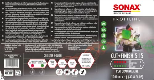 SONAX PROFILINE Cut+Finish (1 Liter) zur schnellen Beseitigung von Fehlstellen nach der...