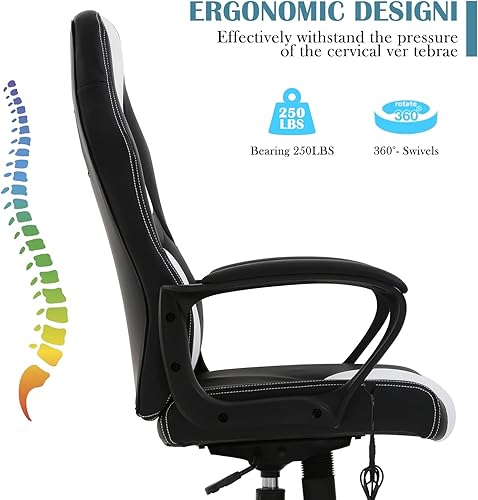 Miniatura 4 de Silla de oficina ergonómica ejecutiva, silla de escritorio ejecutiva de carreras, silla de juegos de PC con soporte lumbar, cómoda silla de malla