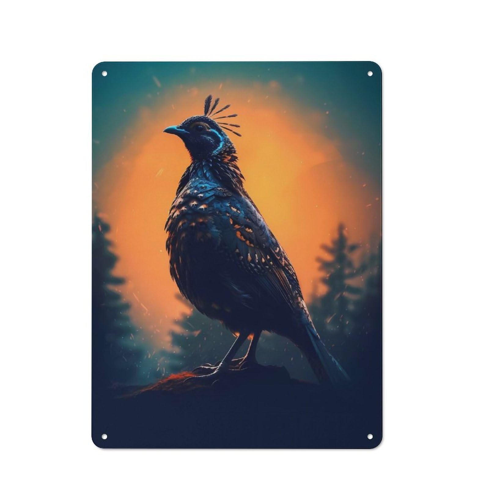 Junmoney Quail Animal Tin Wall Plaque 40X30cm With For Hobby Room Or Studio, For Updating Hobby Room And Studio After Moving