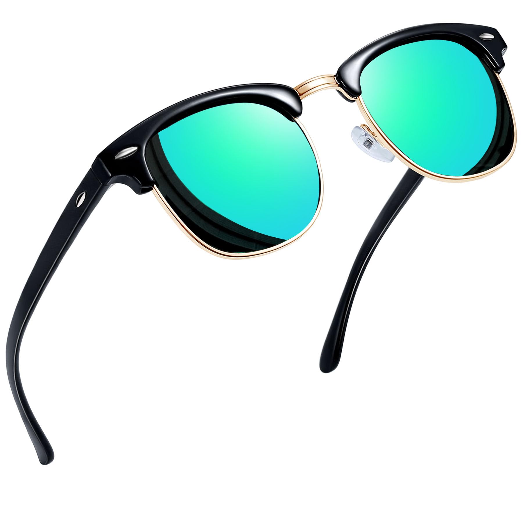 Joopin Vintage Sunglasses Half Frame Sun Glasses Polarized UV Protection Browline Shades for Women Men