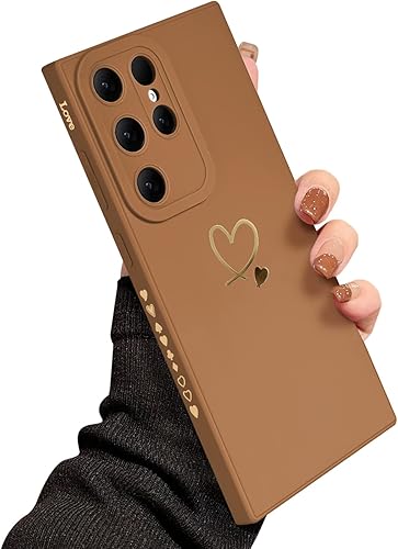 Miniatura 1 de Funda para Samsung Galaxy S23 Ultra para niñas y mujeres, lindo diseño de corazón de amor, funda flexible de silicona líquida a prueba de golpes,