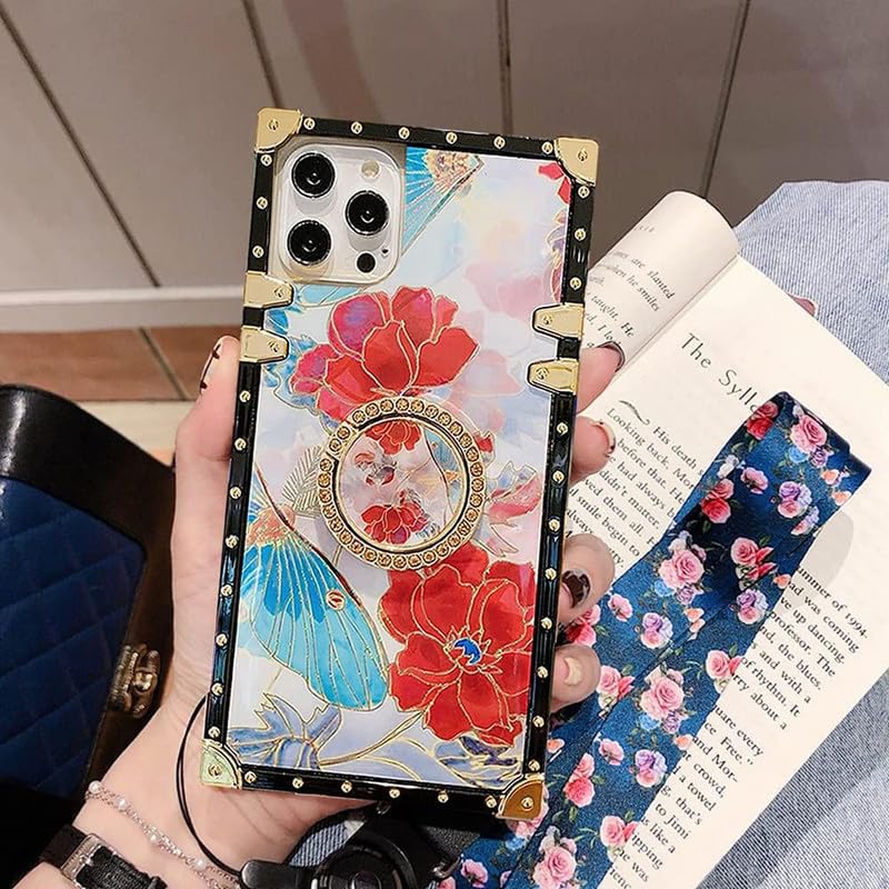 LuxuryKase Bling Floral Flower Square Case Cover for iPhone 12 Pro Max (TPU | Red) (B0C1GQG3JX) Amazon Price History, Amazon Price Tracker