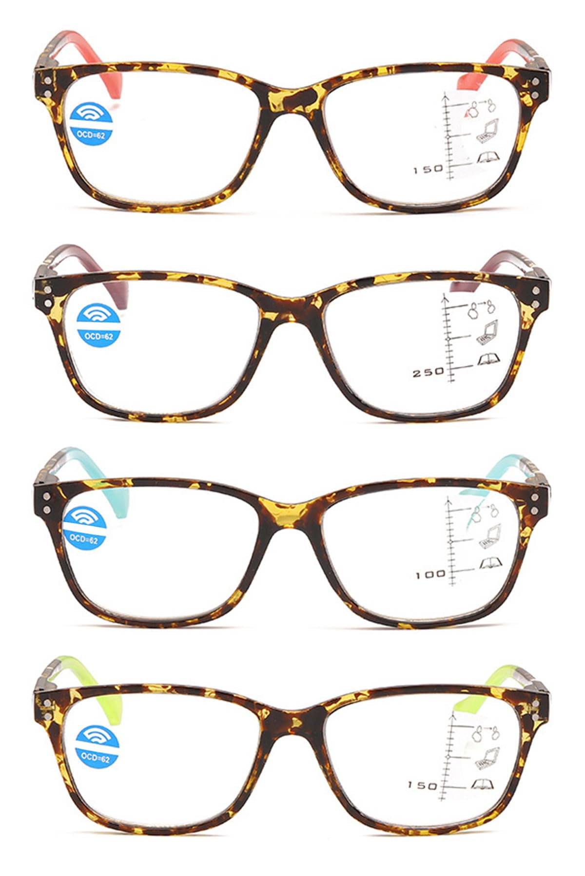 KOOSUFA Gleitsichtbrille Progressive Multifokus Lesebrille Damen Herren Anti-Blaulicht Federscharnier TR90 Rahmen Retro Lesehilfe Arbeitsplatzbrille 1,0 1,5 2,0 2,5 3,0 3,5