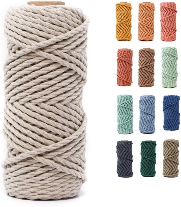 Miniatura 8 de Cordón de macramé Sunset de 0.197 in x 50 yardas, 3 hebras (150 pies), reciclado para cuerda de macramé, 3 hebras trenzadas para colgar en la pared,