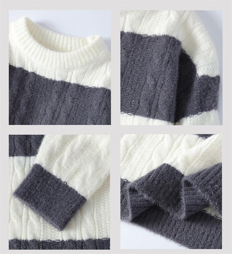 Chunky Sweater Men's Long Sleeve Knitted Fashion Sweaters Autumn Striped Sweater Classic2