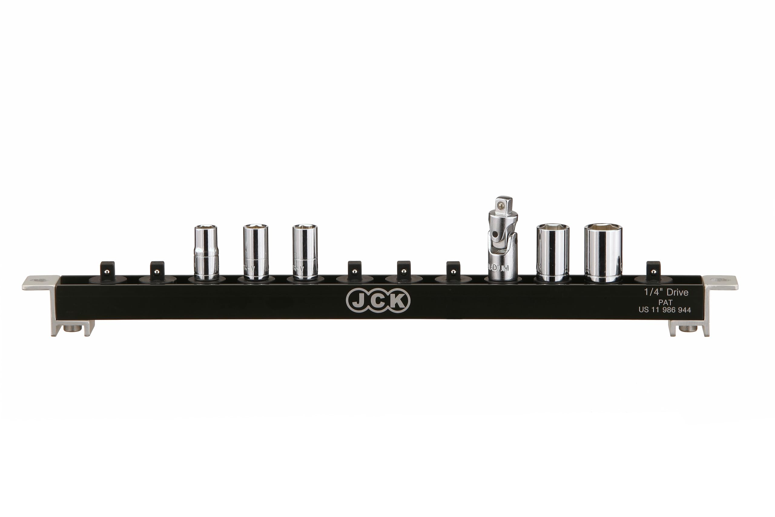 JCK Bandeja de aluminio de 1/4 pulgadas, organizador de herramientas giratorio de 360° para caja de herramientas, colgar en la pared, calidad premium y ligera, 12 clips, serie de tornillos de latón
