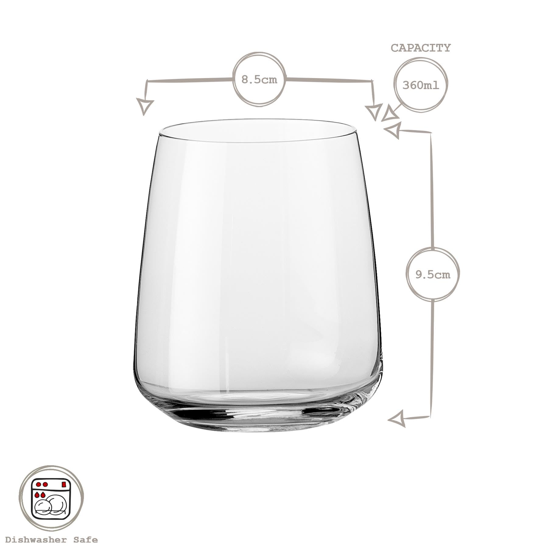 Bormioli Rocco 360ml Nexo Glasbecher - 12x Spülmaschinenfest Küche Wasser Cocktail Saft Gin Wein Whisky Trinken Glaswaren Gläser Set