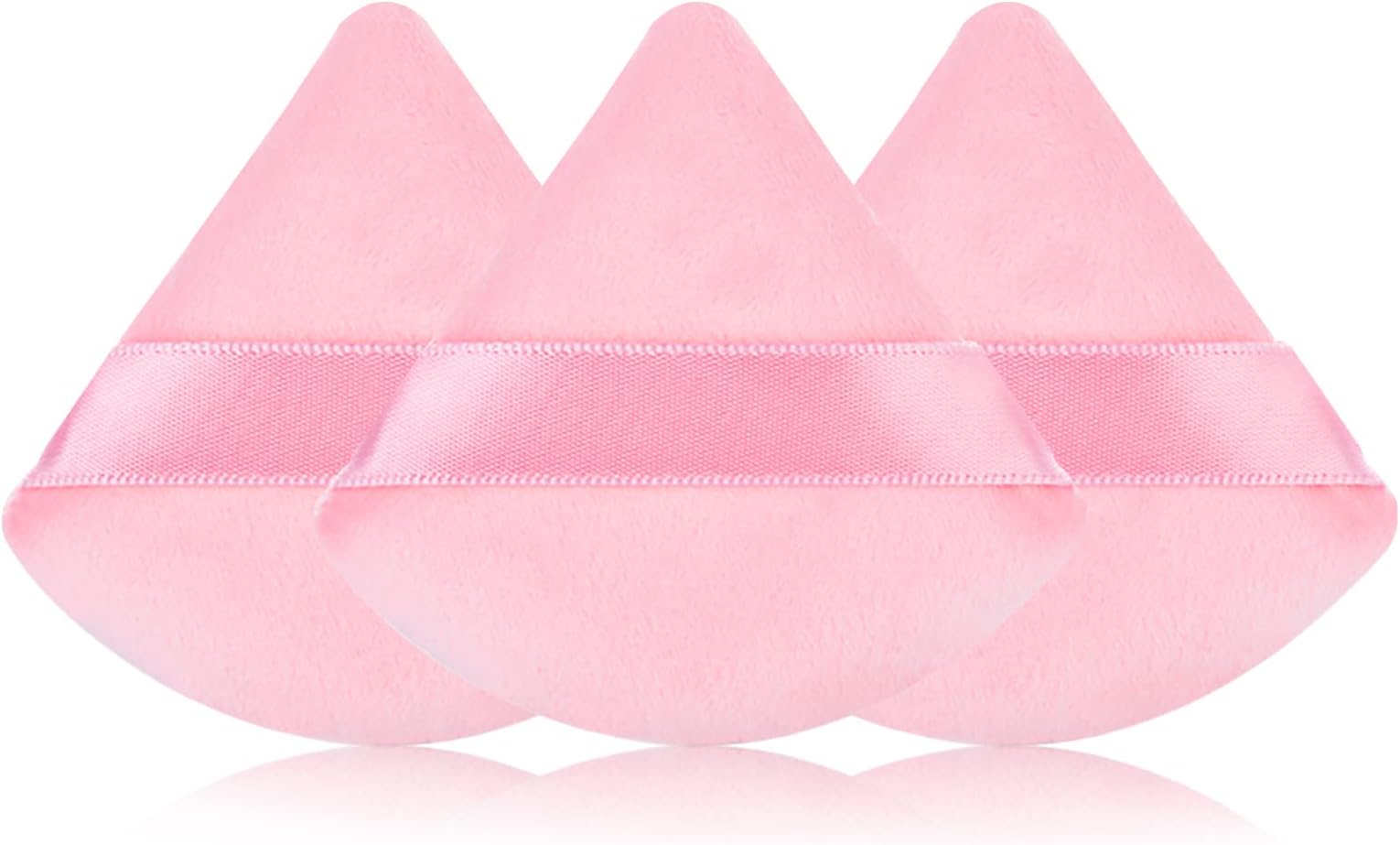 Sibba3 Pieces Powder Puff Triangle Shape Face Makeup Puff for Loose Powder Foundation Soft Cosmetic Sponge Wet and Dry Powder Puff Pads Large Body Cotton Powder Cushion Puffs(Pink)