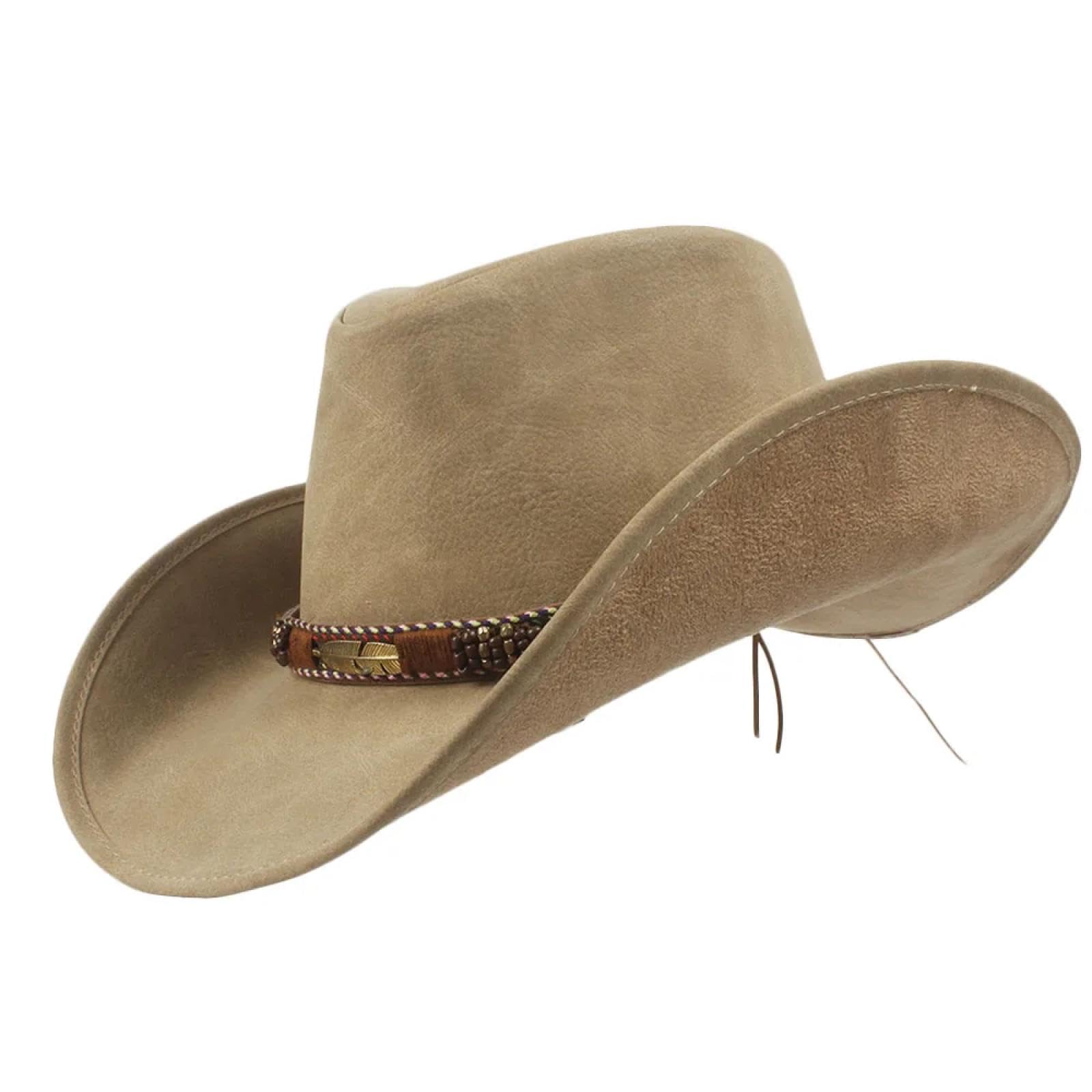 Cappelli Fedora Trilby Cappello Feltro Cappello da Cowboy da Uomo in Pelle per papà Gentiluomo Berretti da Cowboy Cappelli da Padrino di Grandi Dimensioni