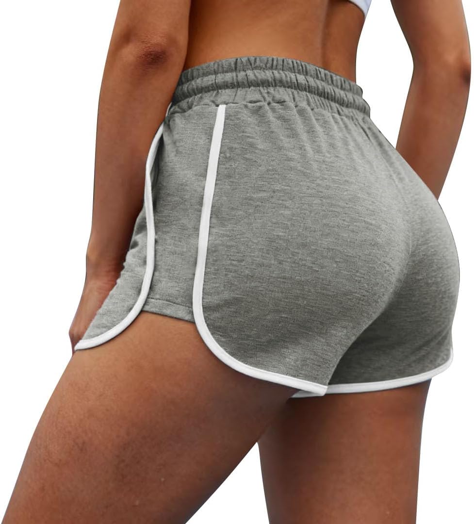 WIHOLL Womens Athletic Shorts Running Color Block Dolphin Shorts with Pockets and Drawstring - Image 4