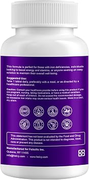 Heivy Iron Supplement Ferrous Sulfate 325mg with Vitamin C, 240 Vegan Tablets (8 Month Supply) - 65mg Elemental Iron - Non-GMO, Vegan, Highly Absorbable