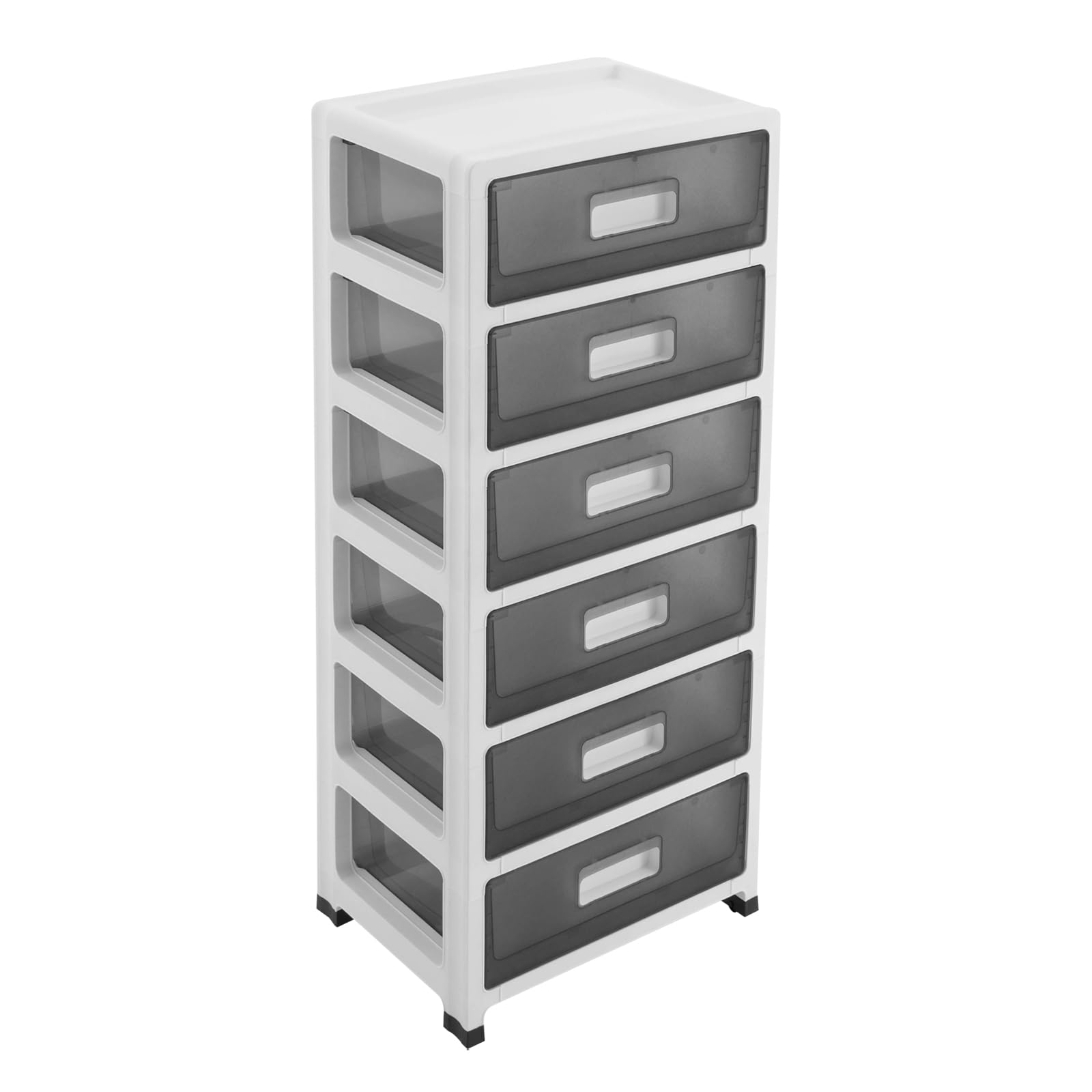 6 Ebenen Transparenter Schubladenbox aus PP,35x26x83.5cm Rollcontainer Schubladenschrank mit oberer Ablagefläche herausnehmbaren Schubladen,Schreibtisch Organizer für A4‑Ordner Make‑up Büromaterial