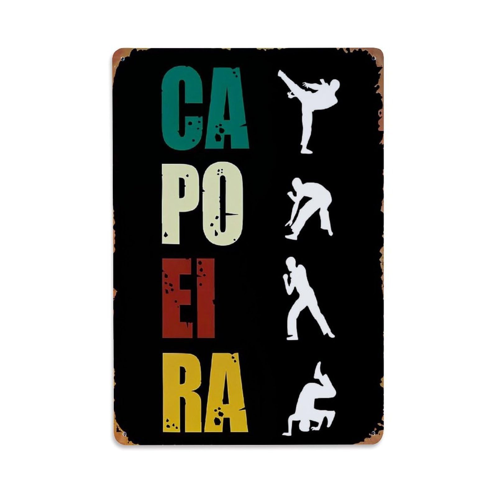 Bliveurn Vintage Capoeira Martial Arts Silhouette Poster Retro Metal Tin Sign, Metal Poster For Home, Gaming Room, Studio Workshop,Bar,Garage Wall Art Decor 8X12 Inch