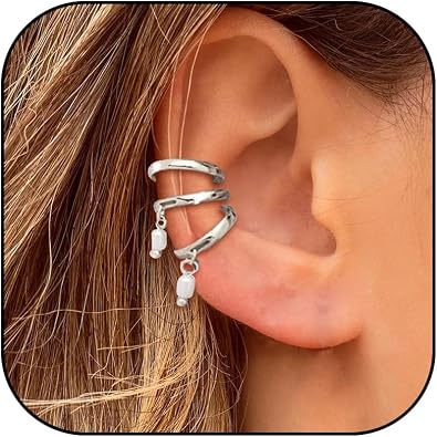 Pearl Ear Cuff Earrings Ear Cuffs Non Piercing Cartilage Cuff Earrings Jewelry for Women Pearl Dangle Earrings Stocking Stuffers for Women