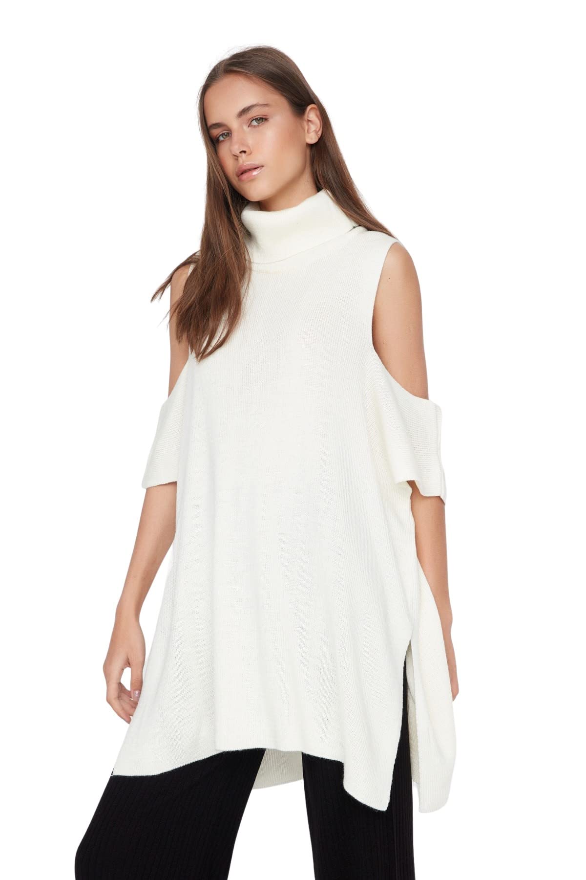 Trendyol FeMan Regular fit Basic Turtleneck Knitwear Sweater Ecru