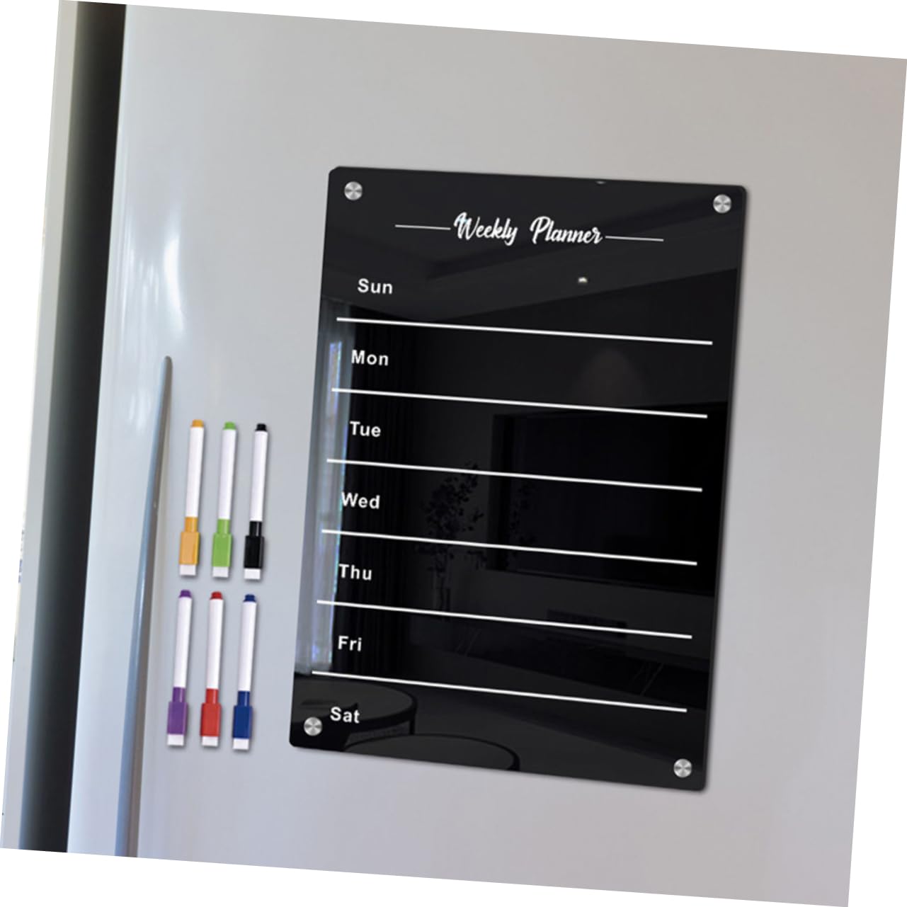 Homoyoyo Magnetisches Praktische Schreibtafel Wochenplaner Schwarzes Acryl Whiteboard Wiederverwendbar für Zeitplanung und Notizen zur Kühlschrankorganisation im Haushalt