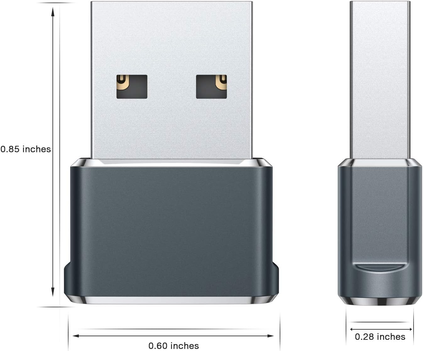 USB-C-auf-USB-Adapter, USB-C-Buchse auf A-Stecker, OTG-Ladegerät, Typ-C-Konverter für Computer, Laptops, iPhones 15, 14, 13, 12 Pro Max, Auto-Spiel, 2 Stück
