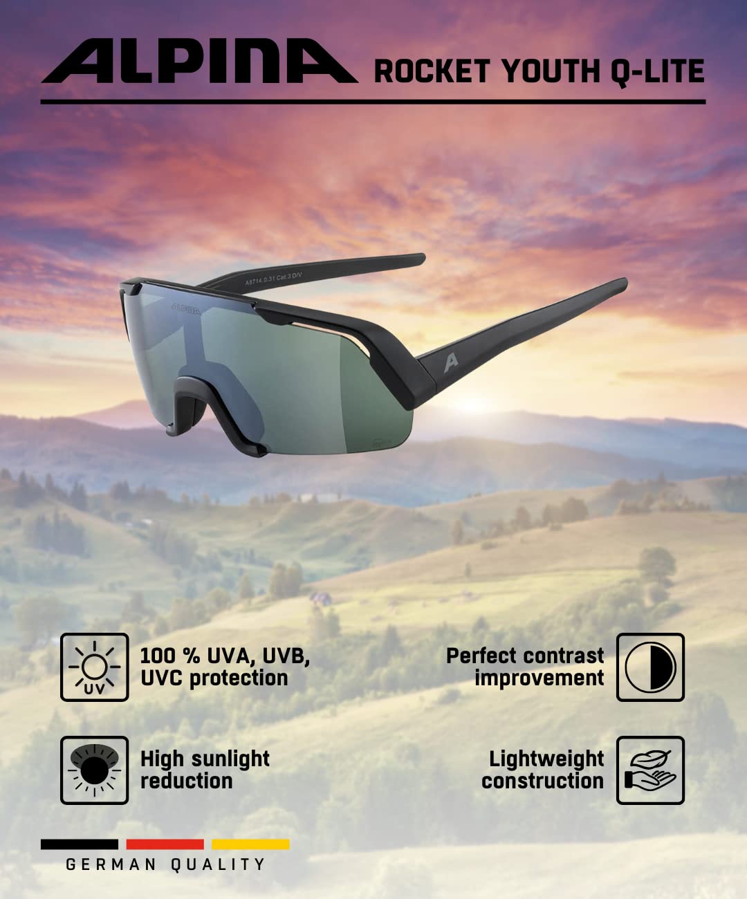 ALPINA Rocket Youth Q-lite Sunglasses Unisex adulto (Pack de 1)