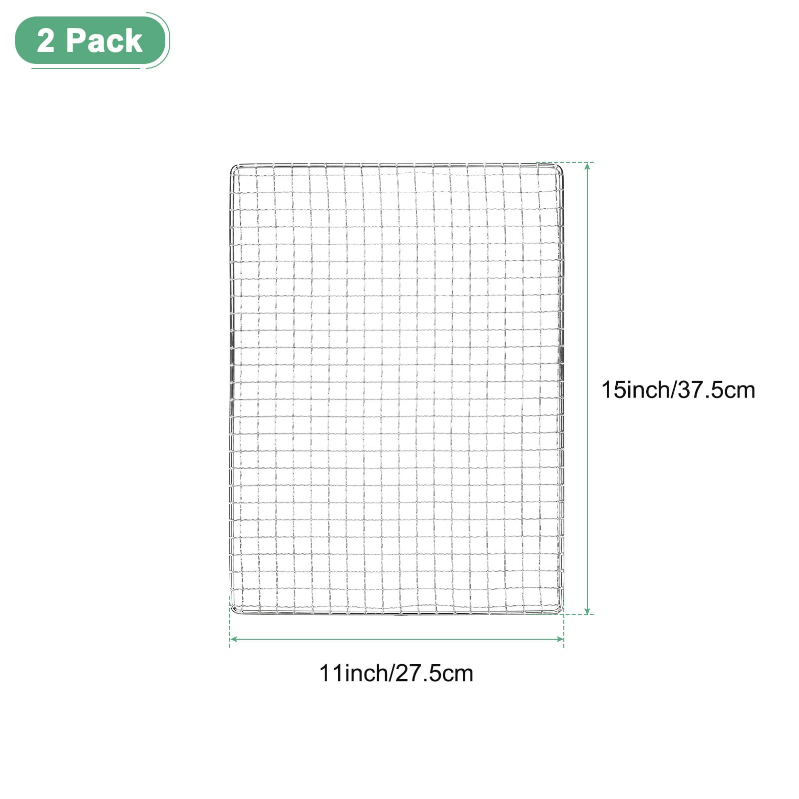 M METERXITY Set 2 Griglie Raffreddamento, 15" x 11" Griglia Forno in Acciaio Inossidabile per Bbq/Cottura/Arrosto/Grigliata/Vapore/Asciugatura, Griglia Filo Cottura [Argento]
