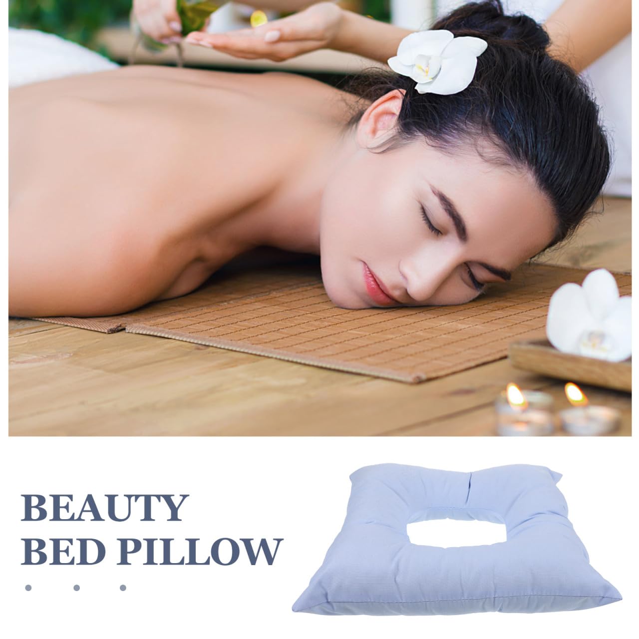 Gatuida Coussin Têtière Table de Massage Coton Confortable pour Salon de Beauté Appui-tête Visage avec Cavité Faciale Design Portable et Bleu